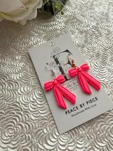 Load image into Gallery viewer, Neon Pink Bow Dangle