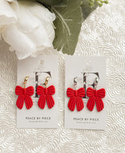 Load image into Gallery viewer, Red Striped Bow Dangle (Small)