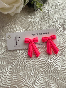 Neon Pink Bow Stud