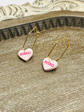 Load image into Gallery viewer, Pink XOXO Holiday Hoop Charm