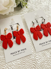 Load image into Gallery viewer, Red Striped Bow Dangle (Small)