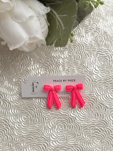 Neon Pink Bow Stud