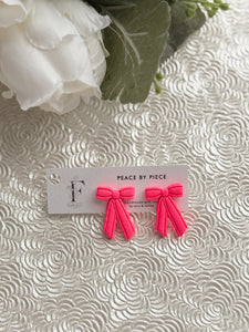 Neon Pink Bow Stud